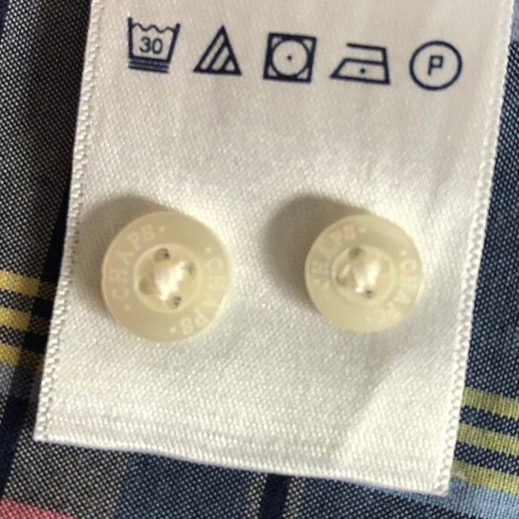 Chaps Petite No-Iron Plaid Button Down Lg Slv Cotton Shirt Blue Pink Wht Sz MP - Picture 11 of 12